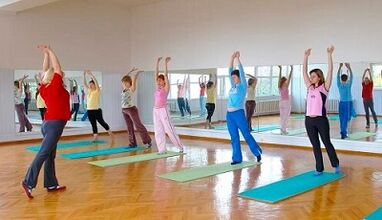 Therapeutic gymnastics with pain in the lower back